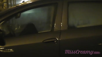 Preview 1 of Brandi Mae Bodybuilder - Sharing my slut wife with a stranger in car in front of voyeurs in a public parking lot - MissCreamy