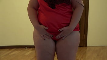 Preview 1 of V Socks - Chubby milf with dildo fucks her anal and shakes her gorgeous booty doggy style Amateur fetish at home on the bed