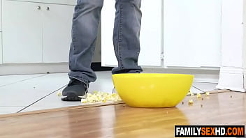 Preview 4 of Xxx Bipe Video - Family movie night turns into taboo threesome sex
