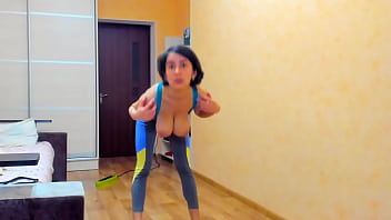 Preview 2 of Milfzr Mom Ass Joi - Wet sexy Myla Angel performs Gymnastics in sportwear and naked,  tits sucking,  naked walking!