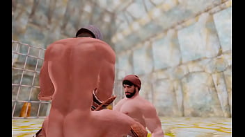 Preview 2 of Handsex By Only One Girl - 3D Gay PORN - Guard gets horny to fuck hot naked man