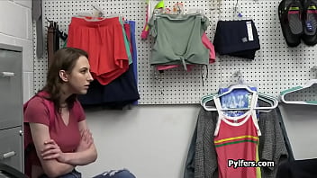 Preview 1 of Eliska Snow - Coed thief with big tits sucking dick at the office