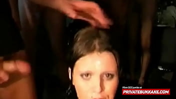 Preview 4 of Solo Babe Caught - slut in Group Sex Bukkake After Orgy