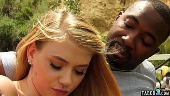 Preview 2 of Yojiizz Mam And San - Petite blonde teen Hannah Hays moaning on stepdads big black cock outdoor