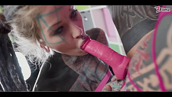 Preview 3 of Mr Man - 2 heavy tattoo girls fuck each other / SQUIRT,  gape,  strap on,  split tounge / Anuskatzz   Serpienta - ZF003