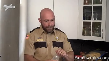 Preview 1 of Fotze In Nahaufnahme - Cop step Dad Shows How He Treats Criminals - Killian Knoxx,  Johnny Bandera