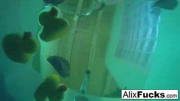 Preview 4 of She Is Inserting A Tampon - Underwater hidden camera lesbian fun with Alix &amp_ Jenna