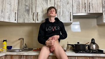 Preview 2 of Xxsss18 - Horny Boy Wanking at Kitchen in Сhummery &amp_ Monster Cock / Big Load