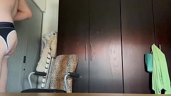 Preview 2 of Red Planet Hotel - Stretching a piercing before riding dildos.