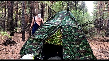 Preview 3 of Blowjb Art - Masked Villain Fucks Tired Tourist in Tent / HORROR PORN / Russian gay