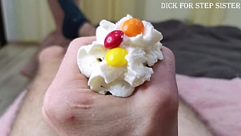 Preview 1 of Solo Hung Guy Jerking - Girl caught me jerking off and I decided to give her a delicious dessert - my dick. She sucks and enjoys the process. I finish profusely on her face. DickForStepSister