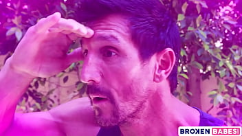 Preview 1 of Cok Uzun Penisli Porno - BrokenBabes - Petite Redhead Scarlett Mae Fucks The Gardener Behind &#039_s Back