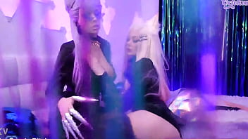 Preview 2 of Ebony Laptop - Ahri and Evelynn love lesbian sex TEASER