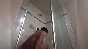 Preview 3 of Message Parlor Sex Movies - asian trans anairb enjoying playing her self while in shower