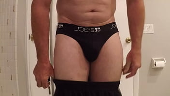 Preview 1 of Begboobsfuking - Stroking my cock in the bathroom