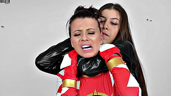Preview 1 of Veronica Moser Dial A Slut - Lesbian Super heroes Sex Fight - Red Ranger and humiliated