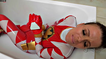 Preview 4 of Veronica Moser Dial A Slut - Lesbian Super heroes Sex Fight - Red Ranger and humiliated