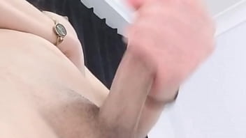 Preview 1 of Gilf Facial - sexy trans standing pulling her 7 inch cock