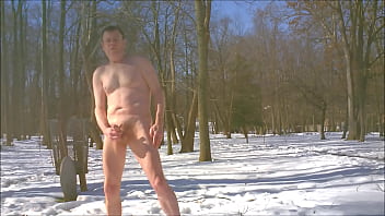 Preview 2 of Waman Babe Boy - Jack Off Naked In A Wide Open Public Park In The Snow Feb 2019