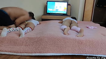 Preview 1 of Viatnam Scholl - My 2 innocent stepdaughters Watching Pepa Pig Cartoons Part 2