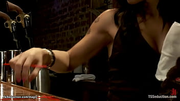 Preview 1 of Mature Fack Son - Shemale bartender anal fucking banker