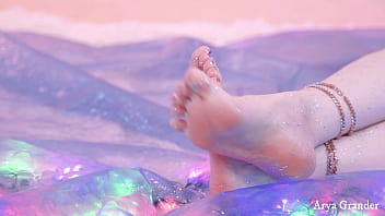 Preview 4 of German Mature At Sauna - oil and glitter feet (Arya Grander)
