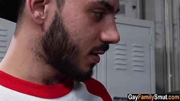 Preview 3 of Diurut Japanese - Gay step daddy trimming hairy stepson&#039_s dick