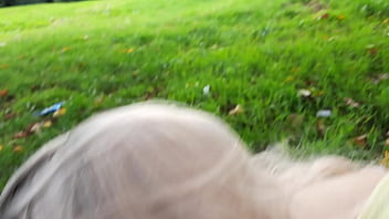 Preview 2 of Film Porngril - Slutty Blonde Teen Rides a Dick in Crowded Public Park