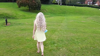 Preview 1 of Film Porngril - Slutty Blonde Teen Rides a Dick in Crowded Public Park