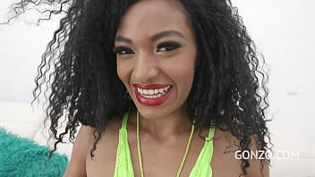 Preview 1 of School Cex Video New - Busty black slut Tina Fire returns to Gonzo for hot DP and Piss Drinking SZ2752