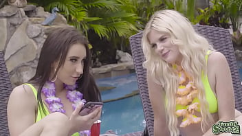 Preview 1 of Moto Sexy - Stepsisters invites neighbor to clean their pool and rewards him