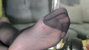 Preview 4 of Hot Cherries - Candid soles in black reinforced toes pantyhose ignoring you