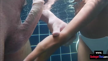 Preview 3 of Ajay Dj - Thai amateur teen GF sex in the pool with her big cock European boyfriend