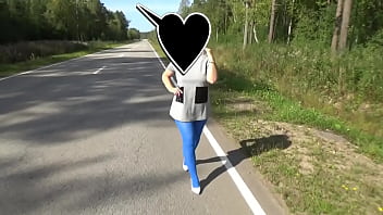 Preview 3 of Cute Black Girlz - Flashing on the street in blue pantyhose