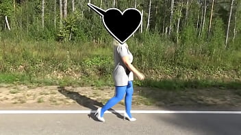 Preview 4 of Cute Black Girlz - Flashing on the street in blue pantyhose