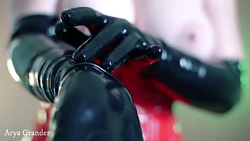 Preview 1 of Mom And Son Sleeps Together Anal - sexy latex gloves teasing (Arya Grander)