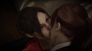 Preview 1 of Brutal Finger Fuck And Squirt - Resident Evil Double Futa - Claire Redfield (Remake) and Claire (Revelations 2) Sex Crossover