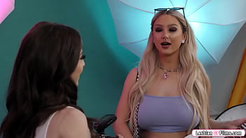 Preview 2 of Xaxsey Movie - Petite photographer licks big tits model