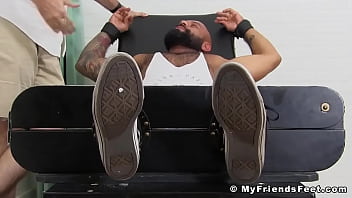 Preview 1 of Xxx Drbf Video Peli Pela - Bearded black hunk restrained for body tickling tormenting