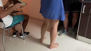 Preview 1 of 18th Birthday Female Stripper - I PAID PIZZAGUY WITH A BLOWJOB AND WITH MY PUSSY ,  CUCKOLD HUSBAND JUST WATCH US FUCKING