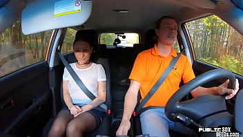 Preview 2 of Party At Home - Petite student driver publicly sucking her instructor