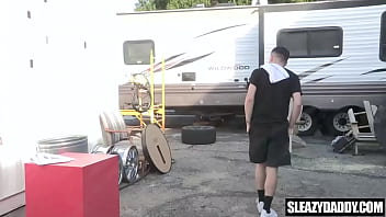 Preview 1 of Sister Flashes Brother - Step dad and stepson fuck in public toilet