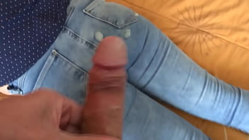Preview 4 of Dog Xxx Grl Srx - 58-year-old Latin mother in her bedroom,  very excited,  she calls the husband of the employee to record what she masturbates several times and asks him at the end to cum on her ass with the jeans on