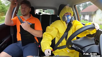 Preview 1 of Little Porno Films - Student driver publicly blows instructor before fucking