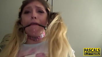 Preview 2 of Doggy Style Miya Khalifa - Bound bdsm teen gagging on dick