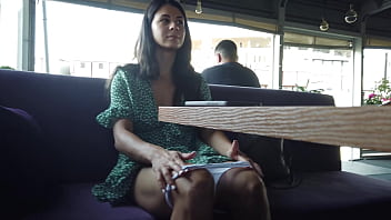 Preview 4 of Vxdeos Com - My Wonderful Stepsis lost the bet and has to show her pussy on public : in the restaurant and on the street