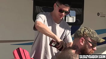Preview 1 of Alessa Savage Gna Devine - Big cock step daddy fucks stepson behind his trailer