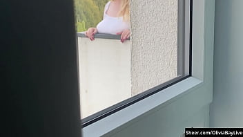 Preview 1 of Actrices Famosas Colombianas - Spying my busty neighbor! Fuck this huge tits! Olivia Bay