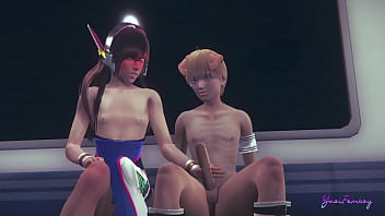 Preview 2 of Anorexic Fake Boobs - Overwatch Yaoi Femboy - D.va Best Yaoi Sex [blowjob,  handjob,  fucked,  dildo...] - Japanese asian manga anime game porn gay animation