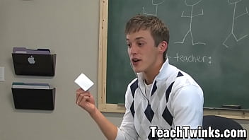 Preview 1 of Gary Korean - Teacher Brice Carson submits twink Kirk Taylor in classroom
